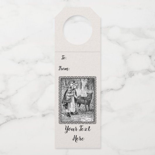  zwarte witte tekening rode sleehout omhuld flessenhanger (Voorkant)