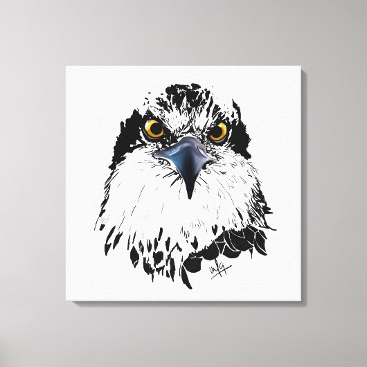 Zwarte witte tekening van een "koning van vogels" canvas afdruk (Voorkant)