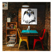 Zwarte witte tekening van een "koning van vogels"  canvas afdruk