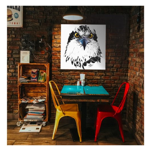 Zwarte witte tekening van een "koning van vogels"  canvas afdruk