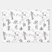 Zwarte Witte Tekst Doodle Ballon Gelukkige Verjaar Inpakpapier Vel (Voorkant 3)