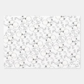 Zwarte Witte Tekst Doodle Ballon Gelukkige Verjaar Inpakpapier Vel (Voorkant 2)