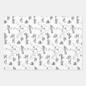 Zwarte Witte Tekst Doodle Ballon Gelukkige Verjaar Inpakpapier Vel (Voorkant)