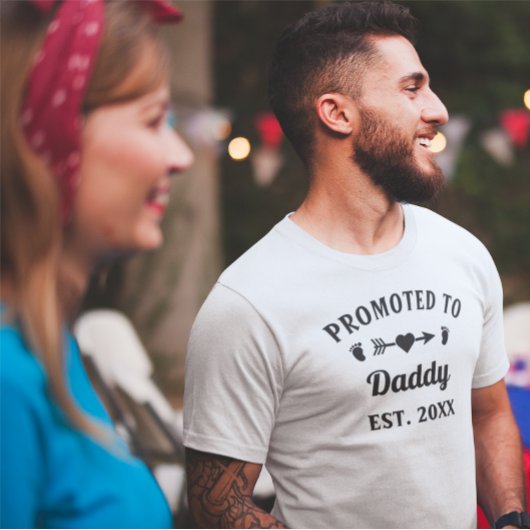 Zwarte Witte tekst promoot naar papa nieuwe vaders T-shirt