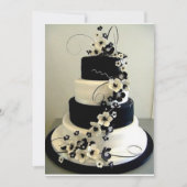 ZWARTE/WITTE THEMED WEDDING CAKE INVITE KAART (Voorkant)