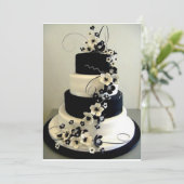 ZWARTE/WITTE THEMED WEDDING CAKE INVITE KAART (Staand voorkant)