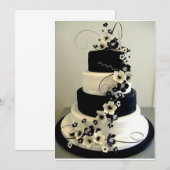 ZWARTE/WITTE THEMED WEDDING CAKE INVITE KAART (Voorkant / Achterkant)