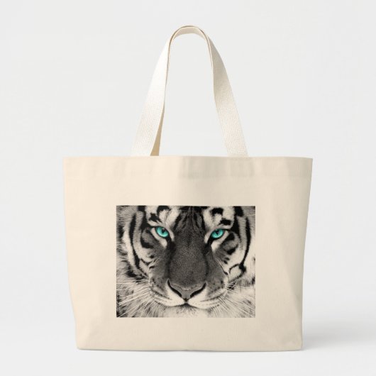 Zwarte witte tijger grote tote bag (Voorkant)