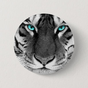 Zwarte witte tijger ronde button 5,7 cm