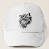 Zwarte witte tijger trucker pet (Voorkant)