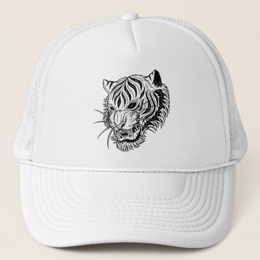 Zwarte witte tijger trucker pet (Voorkant)
