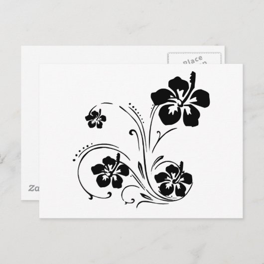 ZWARTE WITTE TROPISCHE STROOM GRAFISCHE VECTORPOST BRIEFKAART (Voorkant / Achterkant)