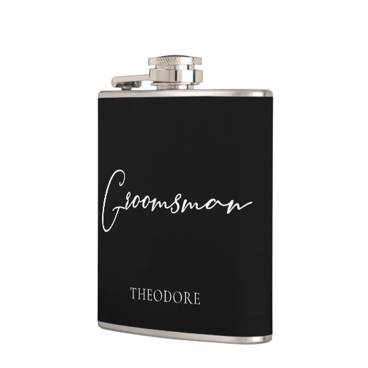 Zwarte Witte Trouw Moderne Aangepaste Bruidsjonker Heupfles (Links)