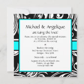 Zwarte witte turkooizen verloving bruiloft kaart (Achterkant)