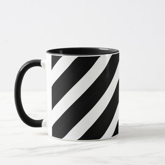 Zwarte witte tweekleurige geometrische Abstracte l Mok (Links)