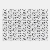 Zwarte witte typografie nummers 13e verjaardag inpakpapier vel (Voorkant 2)