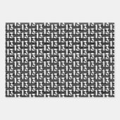 Zwarte witte typografie nummers 13e verjaardag inpakpapier vel (Voorkant)