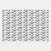 Zwarte witte typografie nummers 25e verjaardag inpakpapier vel (Voorkant 2)