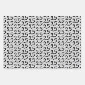 Zwarte witte typografie nummers 25e verjaardag inpakpapier vel (Voorkant 3)