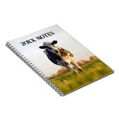 Zwarte, witte vaars in veld jaarlijkse notities notitieboek (Rechterzijde)