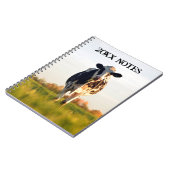 Zwarte, witte vaars in veld jaarlijkse notities notitieboek (Linkerzijde)