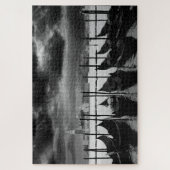 Zwarte witte  Venetië Canal Travel Legpuzzel (Verticaal)