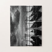 Zwarte witte  Venetië Canal Travel Legpuzzel (Verticaal)