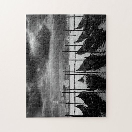 Zwarte witte  Venetië Canal Travel Legpuzzel (Verticaal)