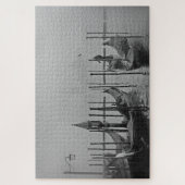 Zwarte witte Venetië Canal Travel Legpuzzel (Verticaal)