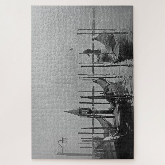 Zwarte witte  Venetië Canal Travel Legpuzzel (Verticaal)