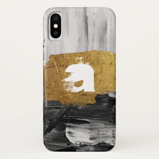 Zwarte witte verf met gepersonaliseerd Monogram Ho Case-Mate iPhone Case (Achterkant)
