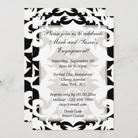 Zwarte witte verloving kaart (Voorkant / Achterkant)