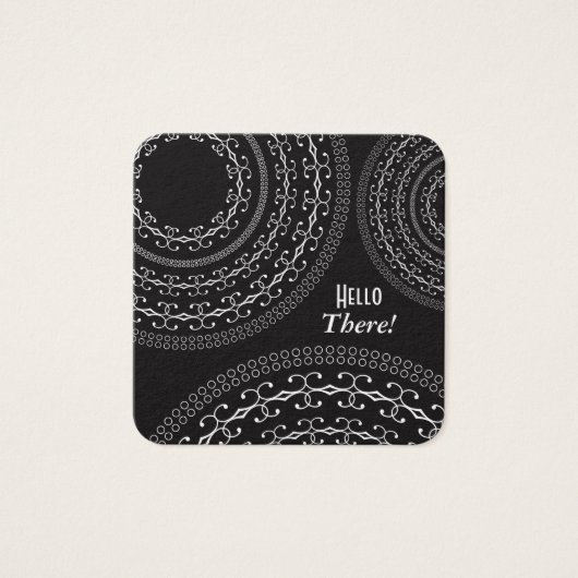 Zwarte & Witte Vierkante Notities voor het Schrijv Vierkante Visitekaartjes (Voorkant)