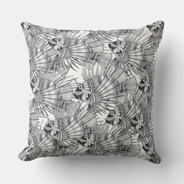 zwarte witte vis kussen (Voorkant)