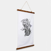 Zwarte Witte Vis Muur Kunst voor Interieur Hangend Wandkleed (Gebogen)