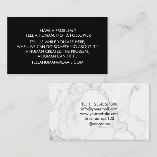 Zwarte witte visitekaartje voor psycholoog (Voorkant / Achterkant)