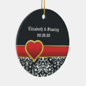 Zwarte witte vochtige bruiloft met rood hart Bespa Keramisch Ornament (Rechts)