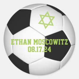 Zwarte, Witte Voetbal Bar Mitzvah Ronde Sticker