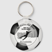 zwarte witte voetbal, teamgeest voor meisjes sleutelhanger (Voorkant)