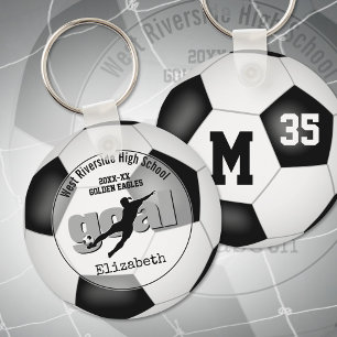 zwarte witte voetbal, teamgeest voor meisjes sleutelhanger