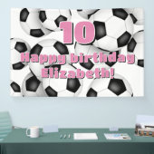 Zwarte witte voetballen verjaardagsfeest voor kind spandoek (Beurs)