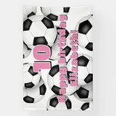 Zwarte witte voetballen verjaardagsfeest voor kind spandoek (Verticaal)