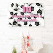 Zwarte witte voetballen verjaardagsfeest voor kind spandoek (Insitu)