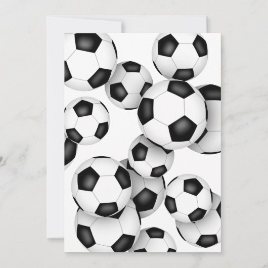Zwarte witte voetballen verjaardagsfeestje voor ki kaart (Achterkant)