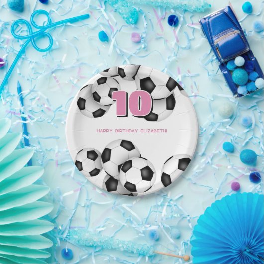 Zwarte witte voetballen verjaardagsfeestje voor ki papieren bordje (Feest)