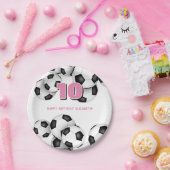 Zwarte witte voetballen verjaardagsfeestje voor ki papieren bordje (Feest)