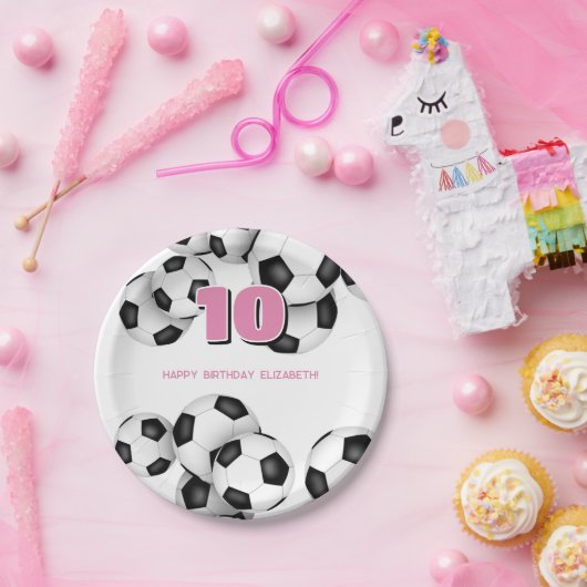 Zwarte witte voetballen verjaardagsfeestje voor ki papieren bordje (Feest)