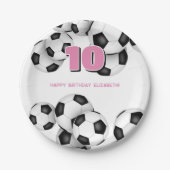 Zwarte witte voetballen verjaardagsfeestje voor ki papieren bordje (Voorkant)