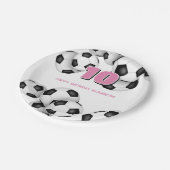 Zwarte witte voetballen verjaardagsfeestje voor ki papieren bordje (Gekanteld)