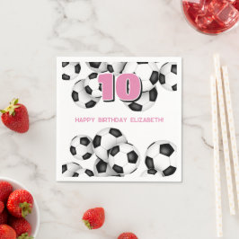 Zwarte witte voetballen verjaardagsfeestje voor ki servet